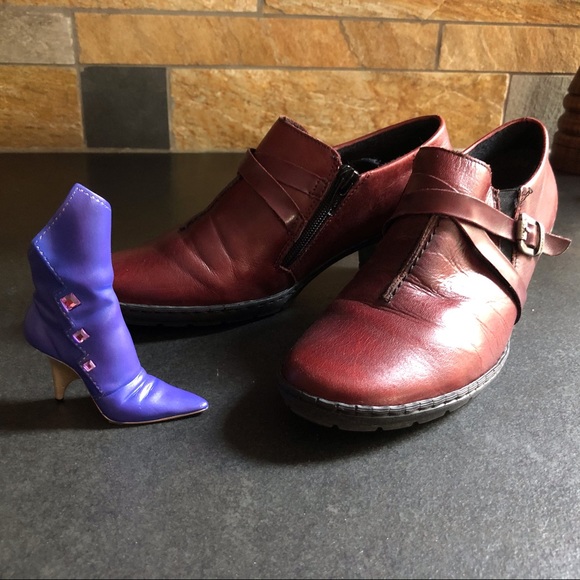 Burgundy slip on block heels, Rieker Sz EU37 - Picture 5 of 12